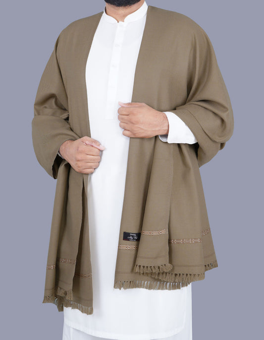 Brown Plain Wool Blend Men Shawl