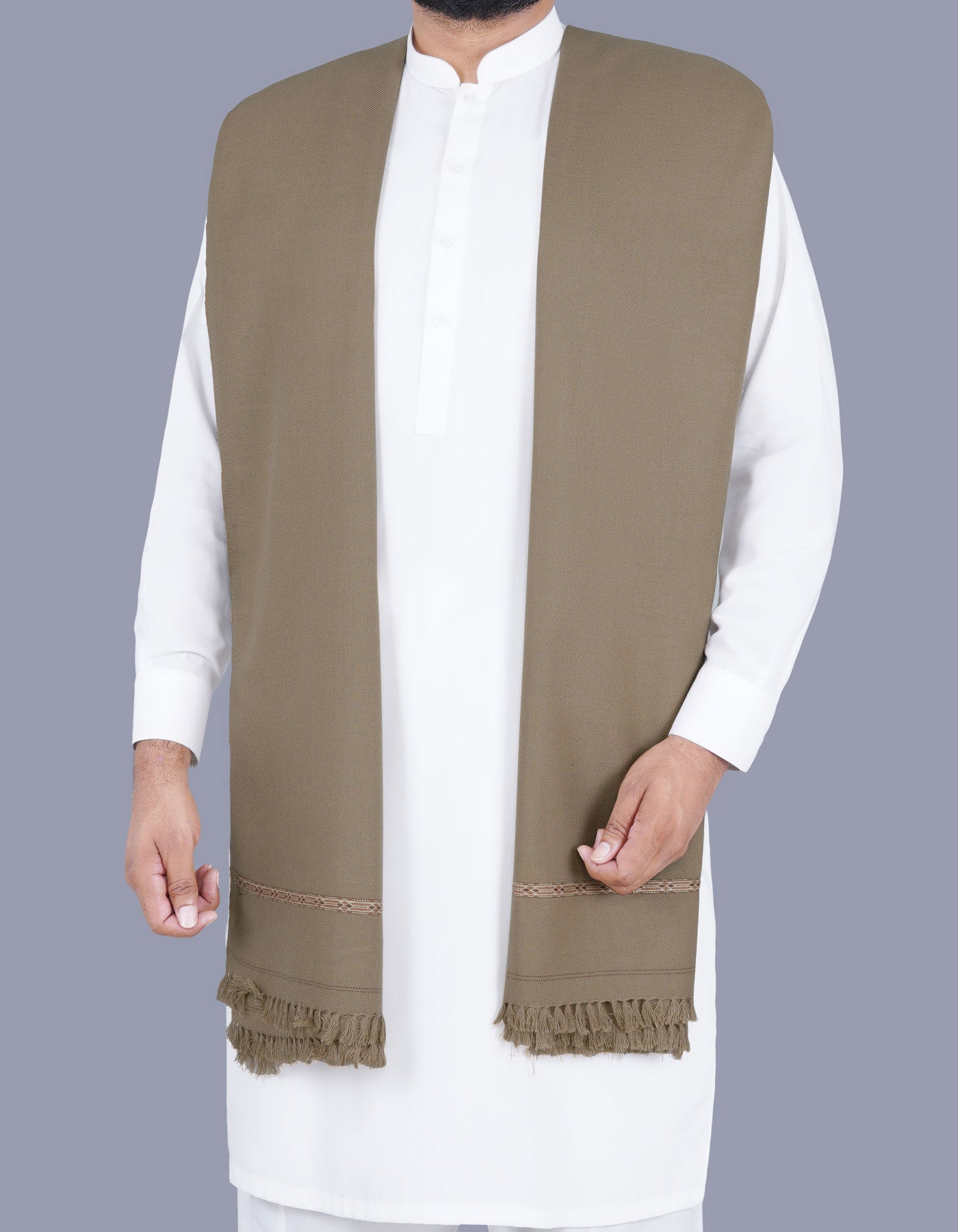Brown Plain Wool Blend Men Shawl