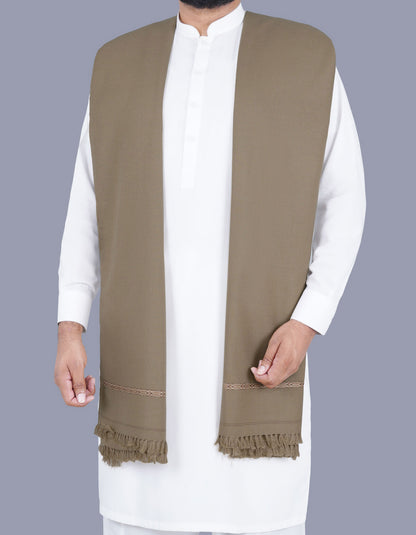 Brown Plain Wool Blend Men Shawl