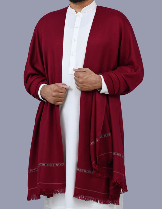Maroon Plain 100% Acrylic Men Shawl