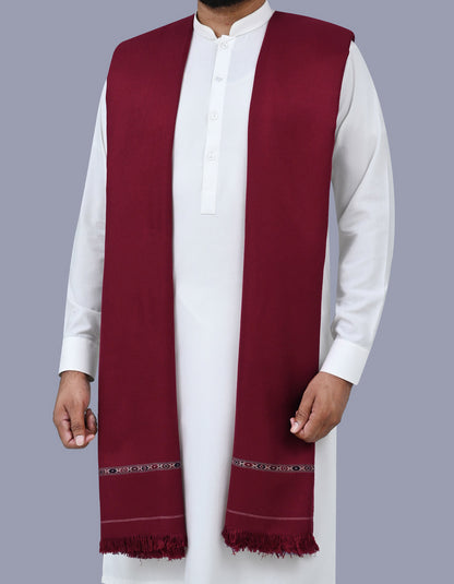 Maroon Plain 100% Acrylic Men Shawl