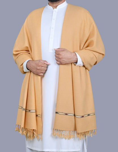 Khaki Plain Wool Blend Men Shawl